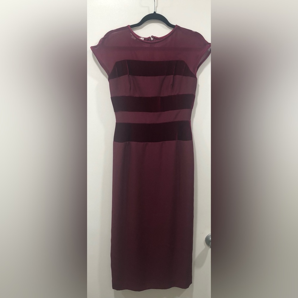 Kay Unger burgundy wedding guest dress NWOT